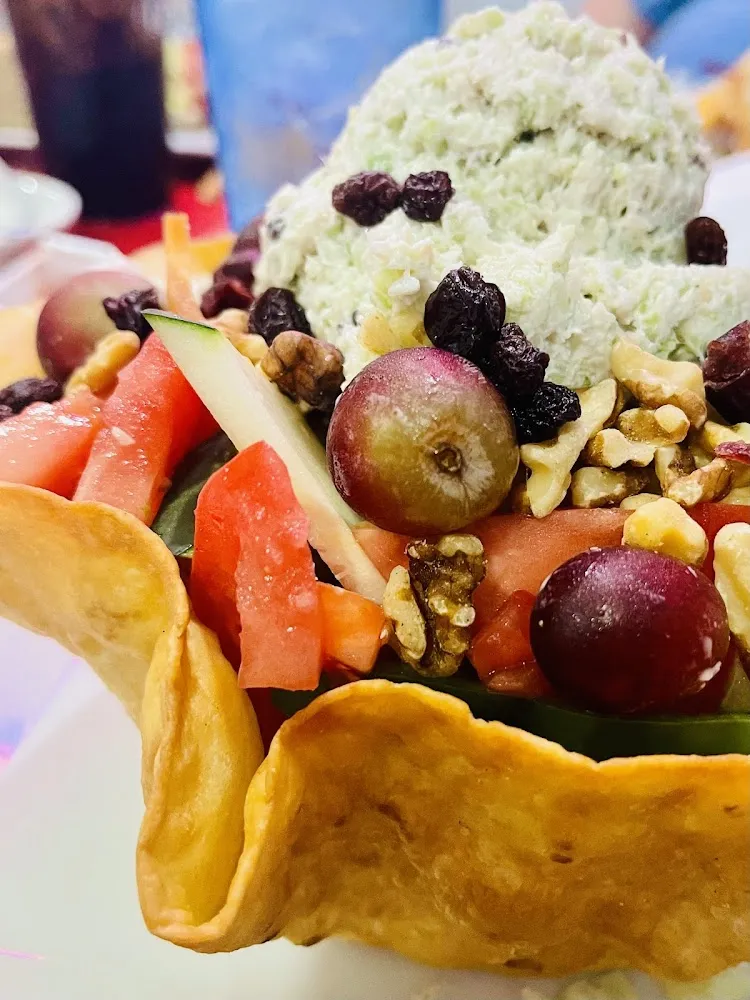 Chicken Salad on Top of Bed of Salad
